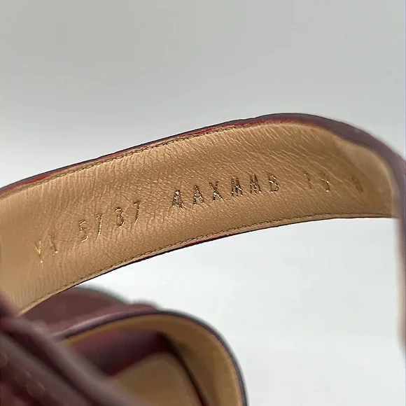 Salvatore Ferragamo Cherry Leather Nuala Block Heel Sandals Shoes **Sz 10**π₯π₯ - Picture 5 of 11